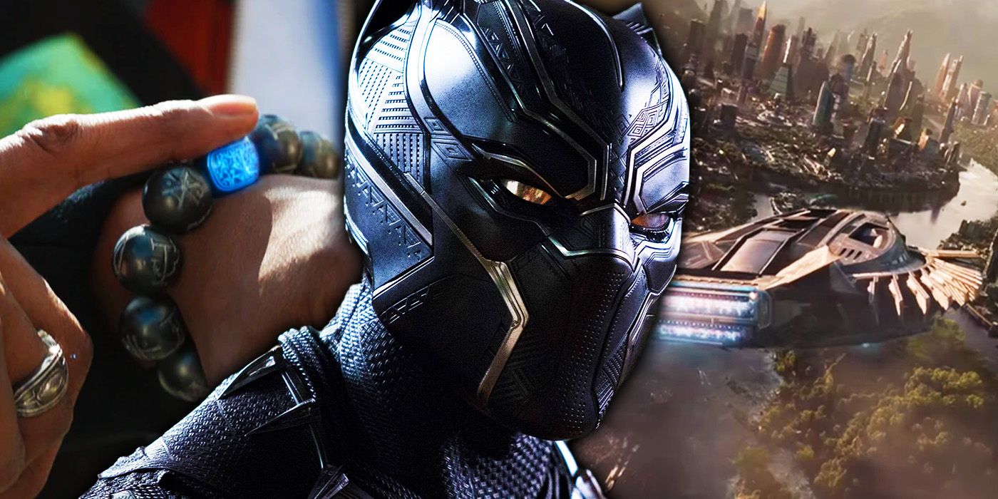 MCU's T'Challa Black Panther with Kimoyo beads and Wakandan ship flying into Wakanda