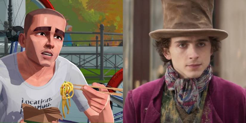 Split image of Jimmy in Entergalactic and Timothee Chalamet in Wonka 