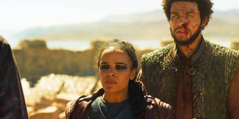 Nynaeve and Perrin looking bloody and worn at the end of the Wheel of Time season 2 finale