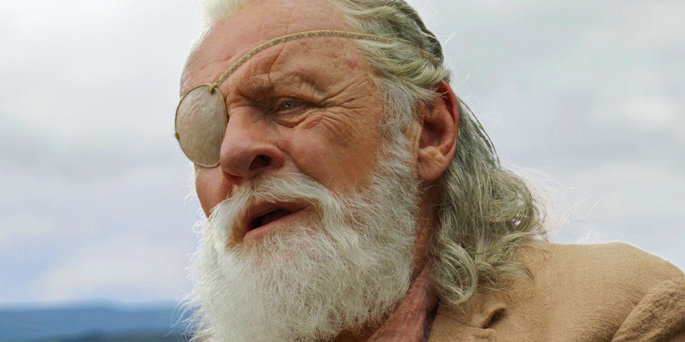 Odin (Anthony Hopkins) looks out to the ocean before his death in Thor Ragnarok