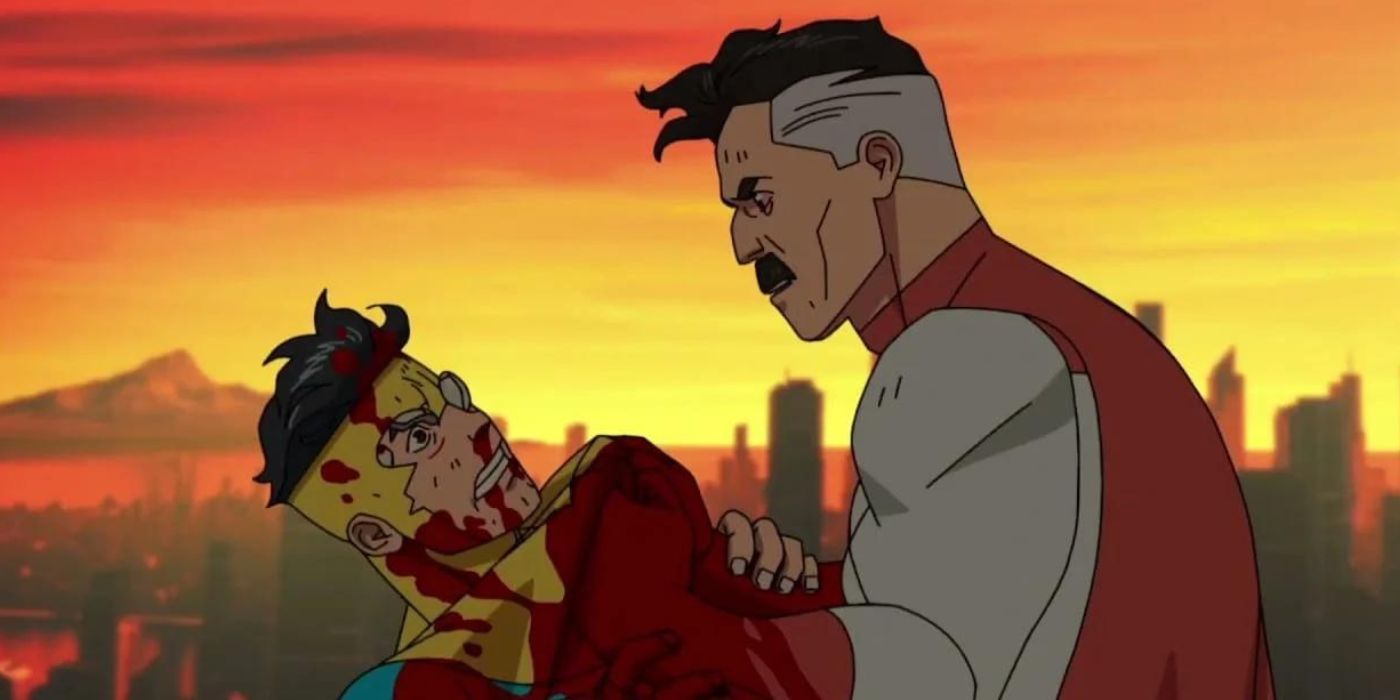 Omni-Man em uma cena de Invincible.