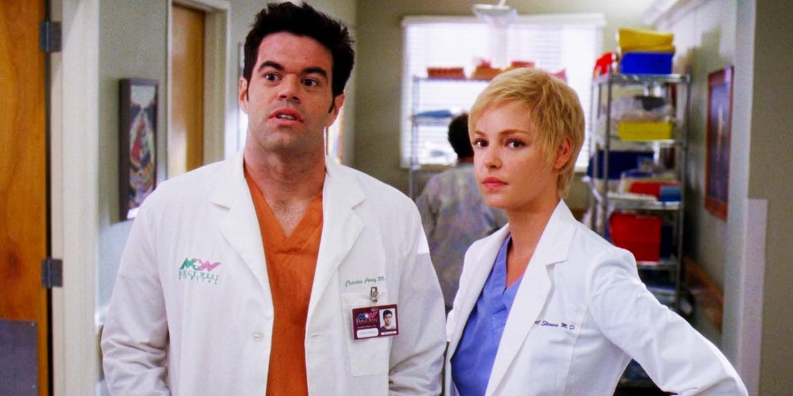 Robert Baker as Charles Percy and Katherine Heigl as Izzie Stevens in Grey's Anatomy season 6 episode 5