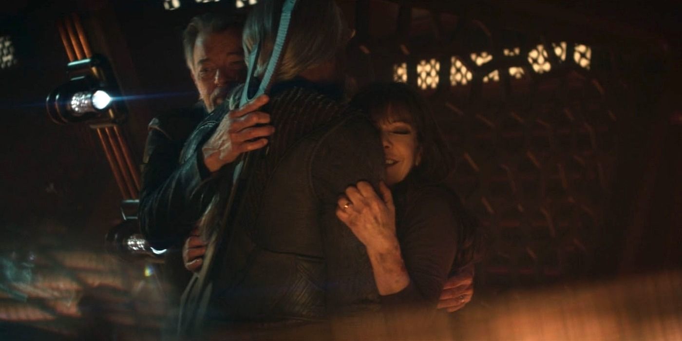 Star Trek Picard Surrender Riker Troi Worf Hug