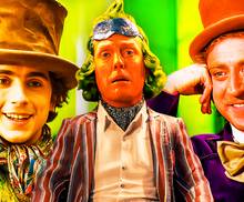 Молодой Вилли Вонка (Тимоти Шаламе) улыбается рядом с Лофти, Оумпа-Лумпа (Гэвин Андерсон) выглядит уставшим рядом с улыбающимся Вилли Вонка