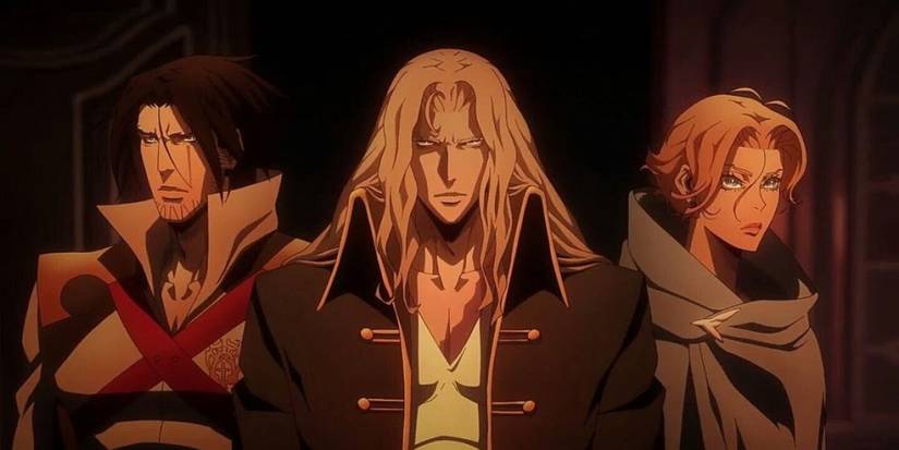 Trevor, Alucard, and Sypha prepare to fight Dracula in Castlevania.