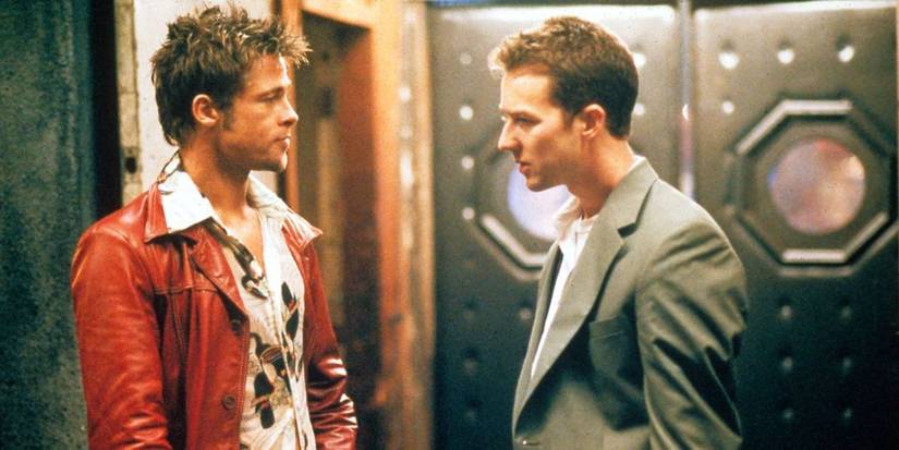 Brad Pitt as Tyler Durden and Edward Norton as The Narrator from Fight Club