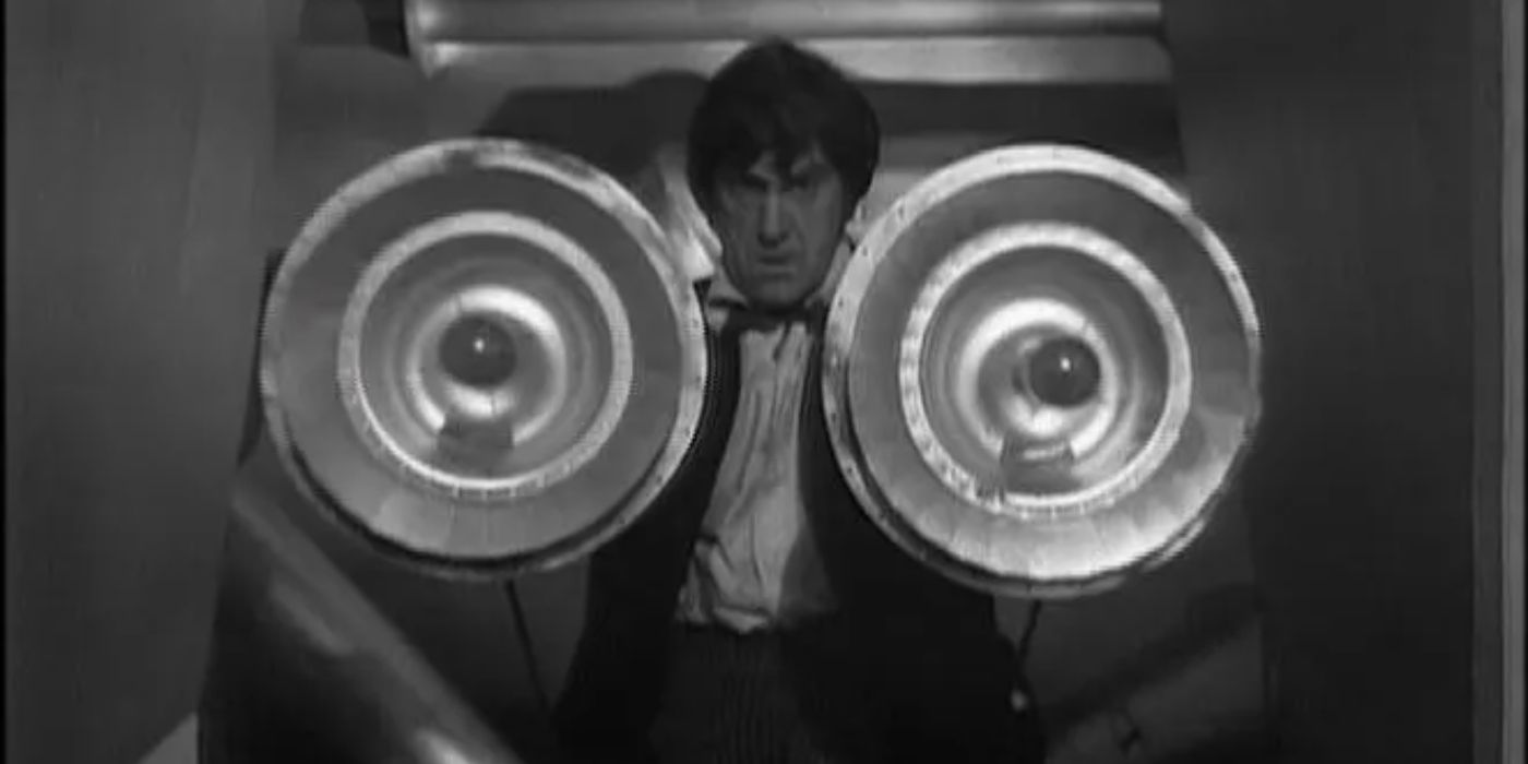 The Second Doctor (Patrick Troughton) with a Solar-Powered Firearm in the Doctor Who serial The Seeds of Death