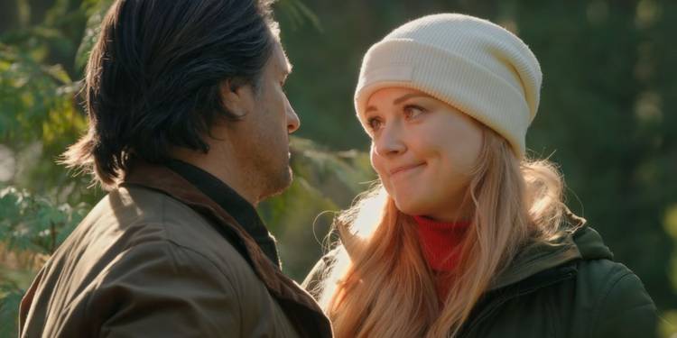 Martin Henderson and Alexandra Breckenridge as Jack and Mel get a Christmas Tree in Virgin River