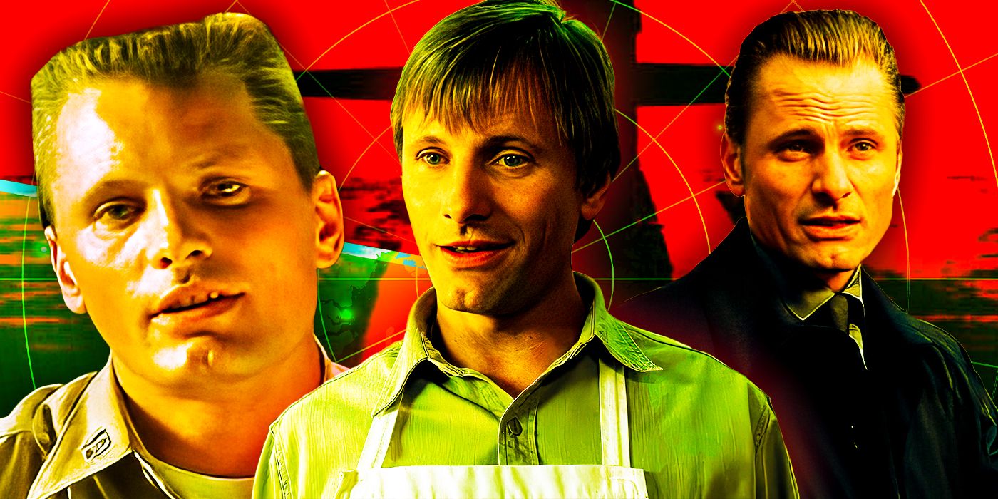 Viggo Mortensen in Crimson Tide (1995), A History of Violence (2005), and Eastern Promises (2007)
