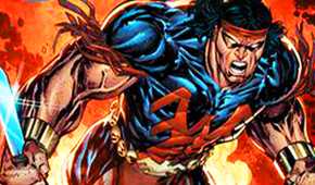 Warpath attacking with vibranium knives in Marvel Comics