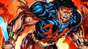 Warpath attacking with vibranium knives in Marvel Comics