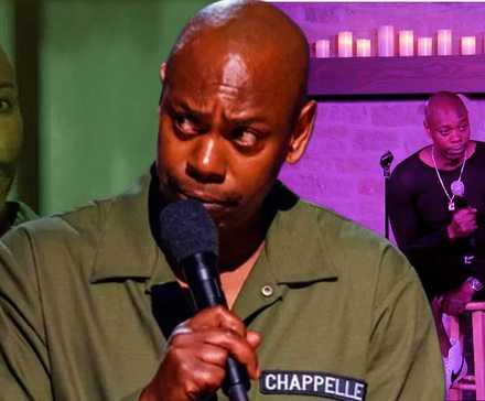 Collage of Dave Chappelle doing stand-up comedy