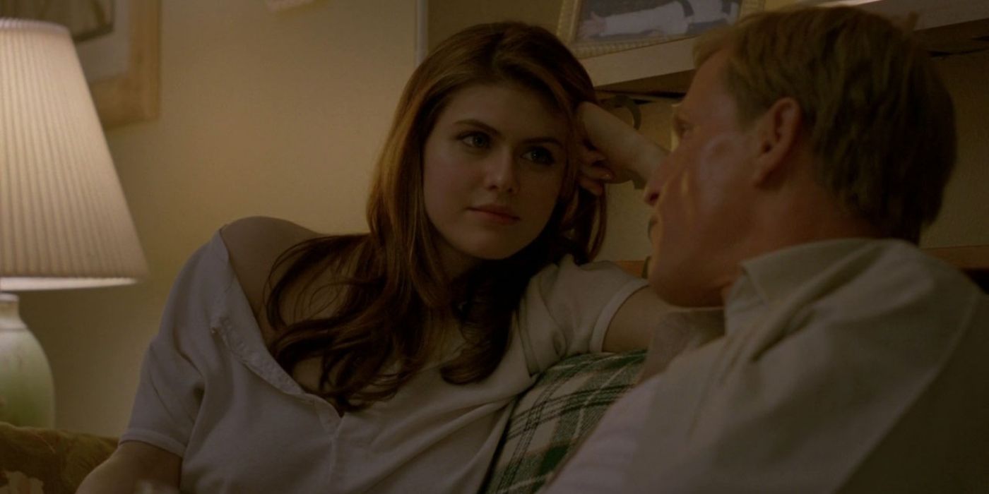 Alexandra Daddario as Lisa and Woody Harrelson as Marty in a scene from True Detective.