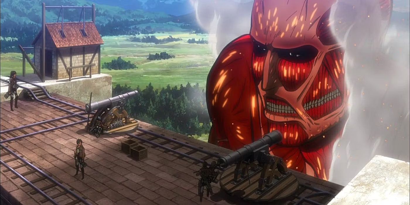 Attack on Titan's Colossal Titan Attacking a Wall