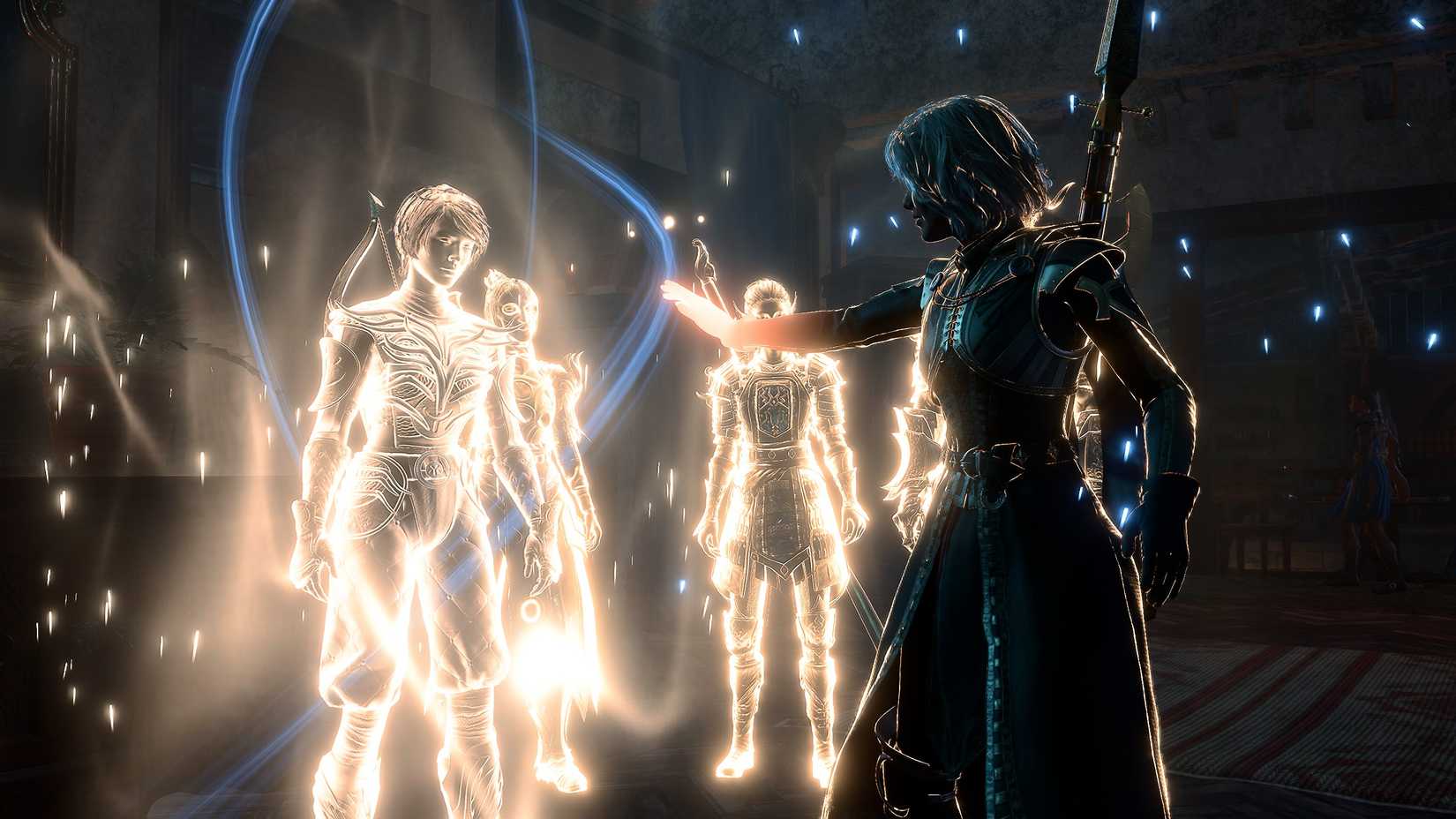 Baldur's Gate 3 Isobel Cleric Of Selune Blessing Party Of Adventurers With Glowing Magic