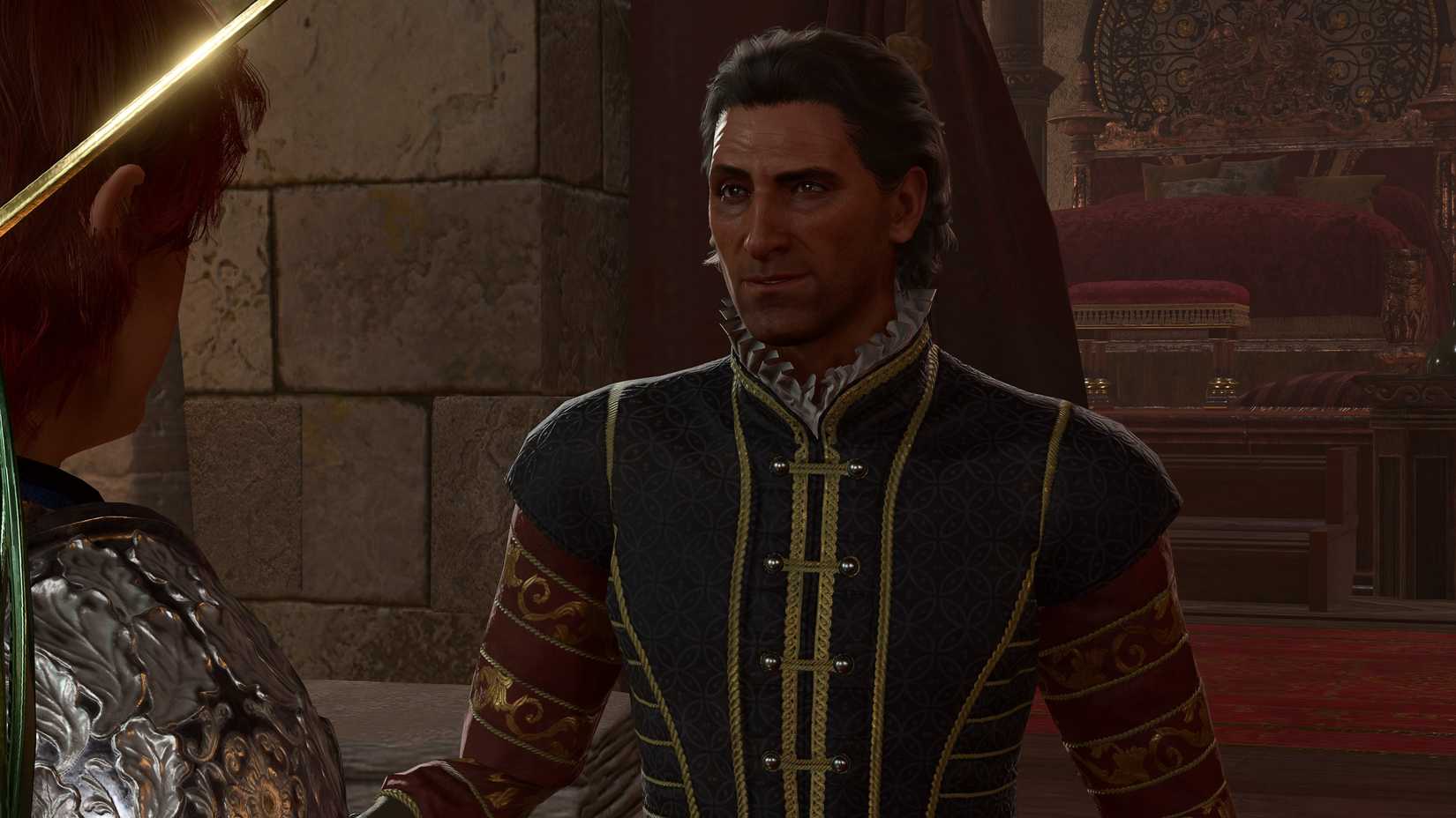 Baldur's Gate 3 Raphael Speaking To Player In Luxurious Room