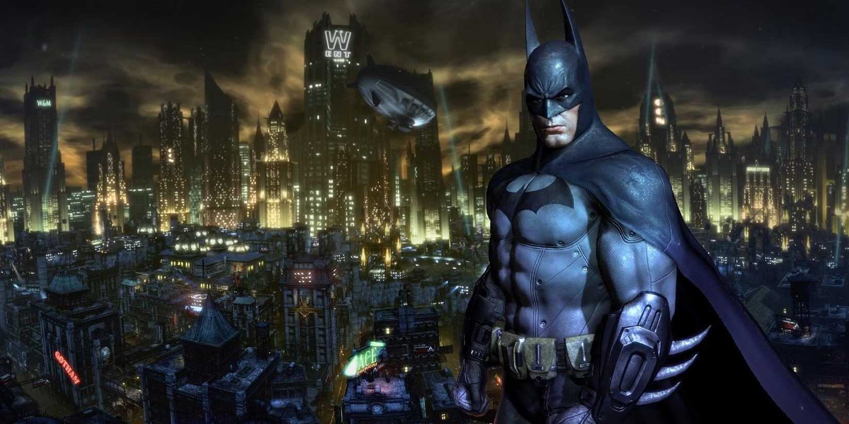Batman Arkham City - Batman with Arkham City behind him