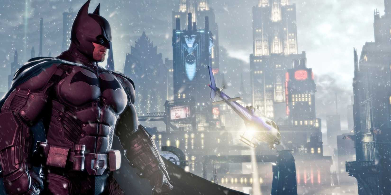 Batman Arkham Origins - Batman With Snowy Gotham Behind Him