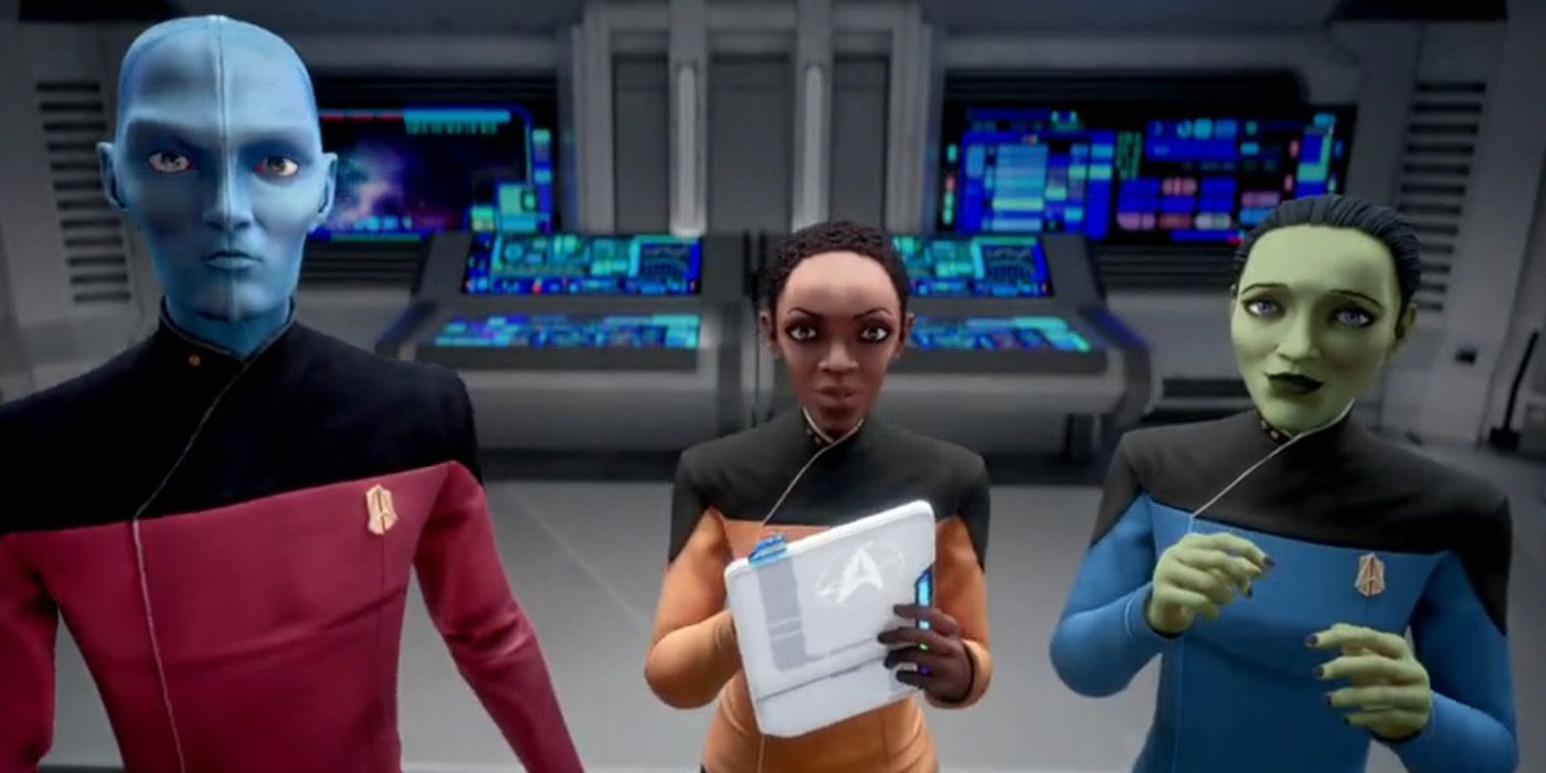 Bolian, Human, and Orion Starfleet officers in Star Trek: Prodigy
