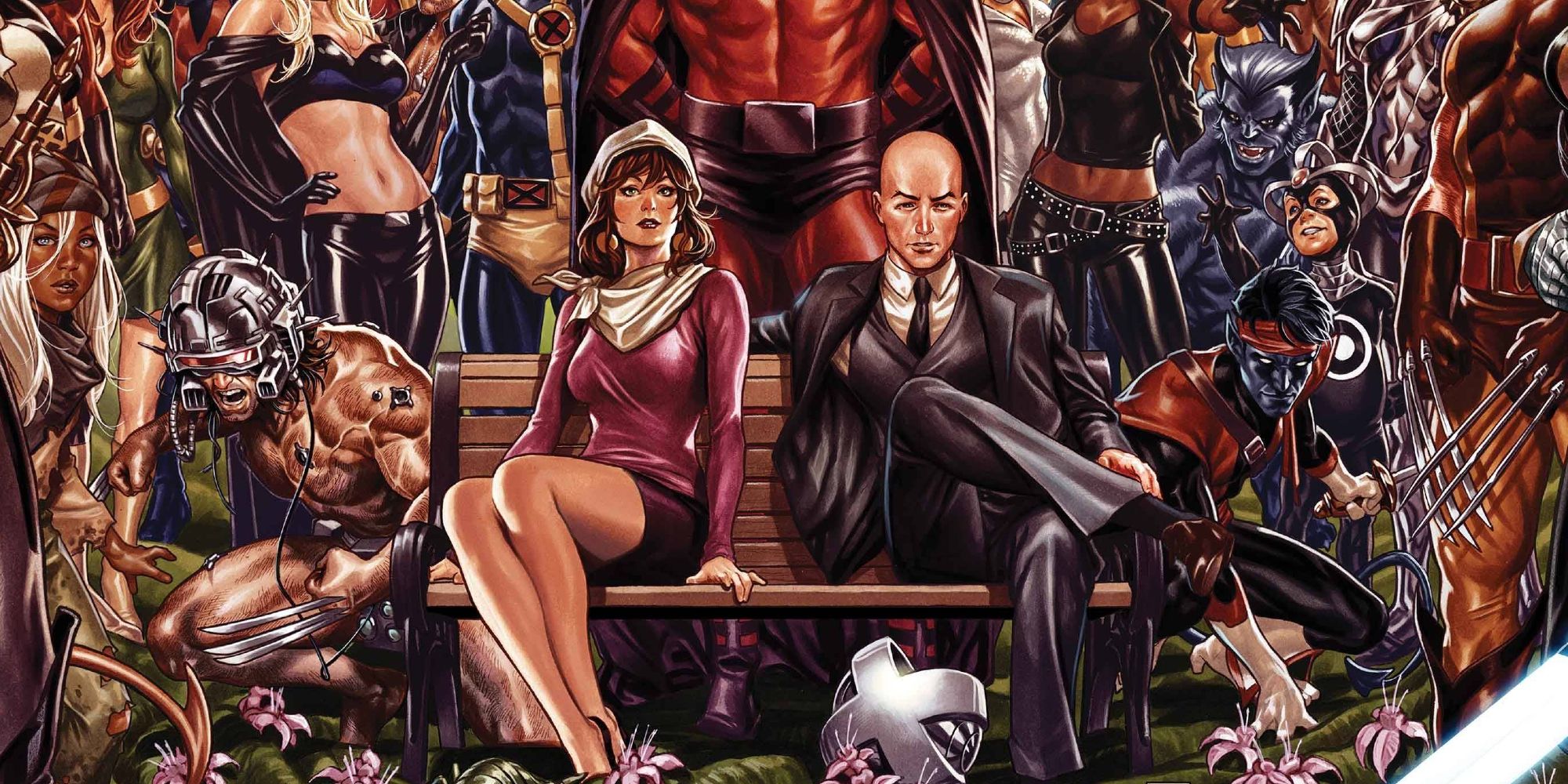 Charles Xavier and Moira MacTaggert in Mark Brooks House of X/Powers of X teaser art
