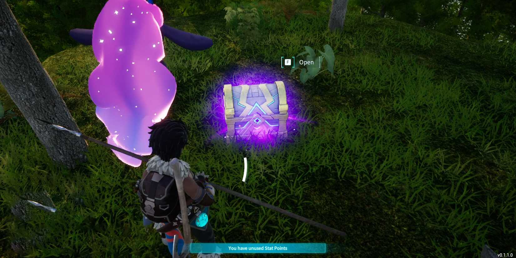 A purple treasure chest in Palworld. 