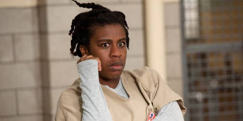 Suzanne Crazy Eyes (Uzo Aduba) looking surprised in Orange is the New Black
