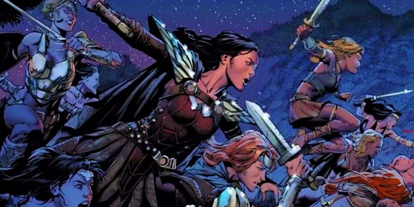 Amazonas em batalha em uma HQ da DC