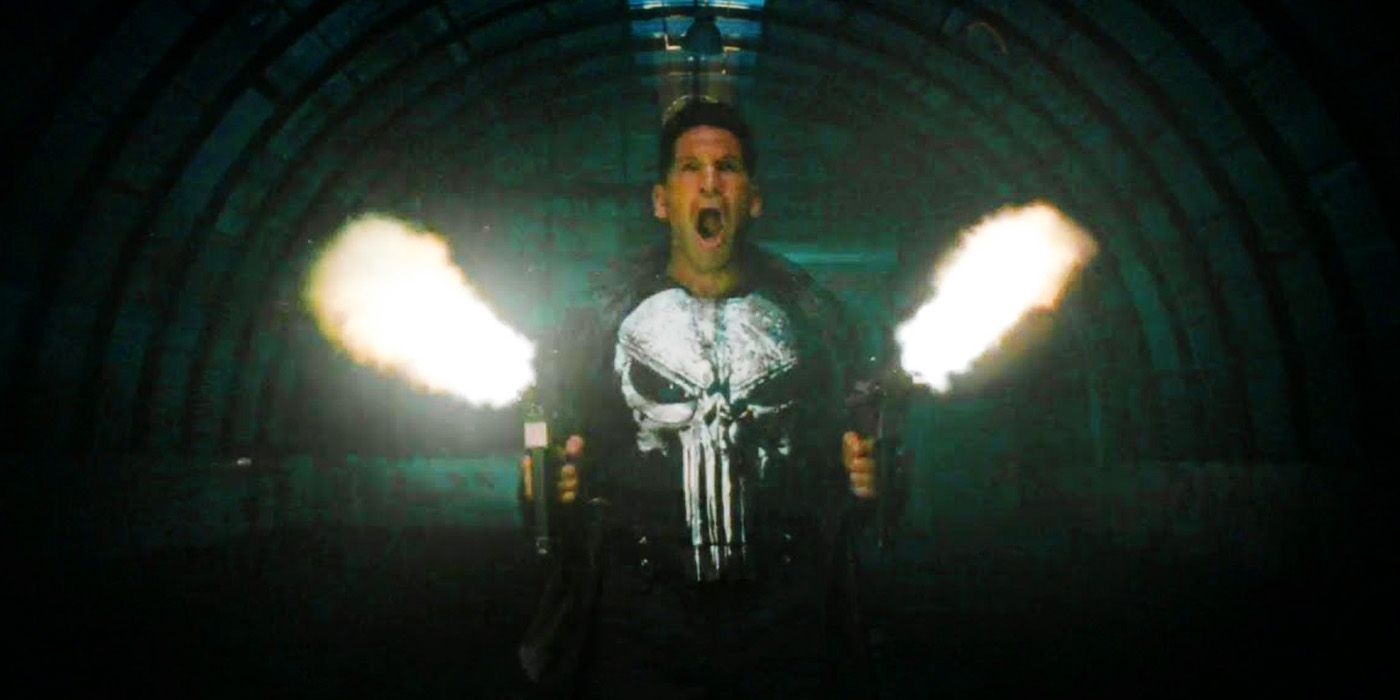 Frank Castle firing his guns at the end of The Punisher season 2