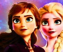 Анна и Эльза из «Холодного сердца» перед звездным фоном