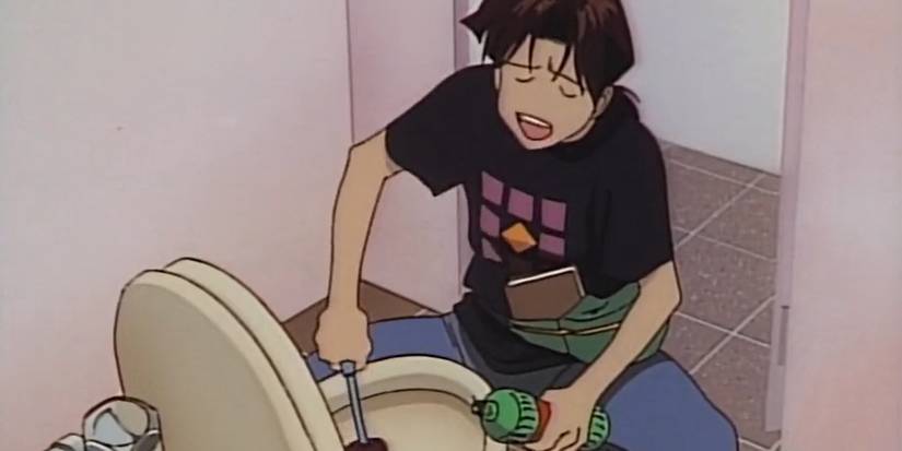 Cena de limpeza de banheiro do Golden Boy Anime