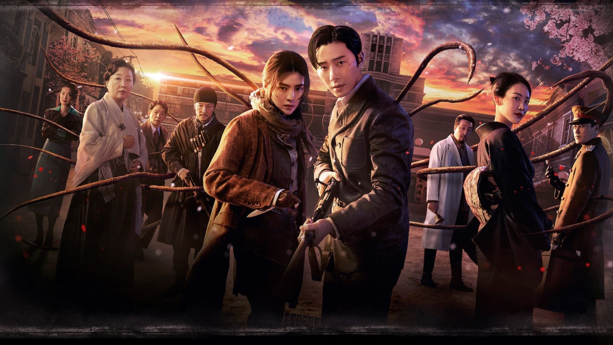The main characters of horror K-drama Gyeongseong Creature.