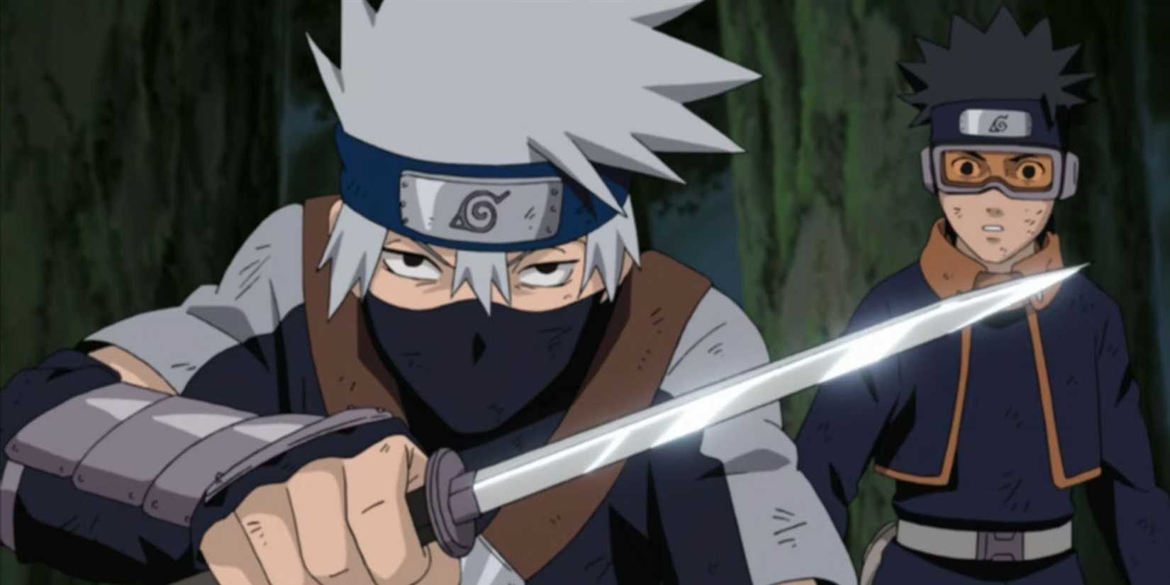 Hatake Kakashi and Uchiha Obito in Naruto White Light Chakra Sabre 