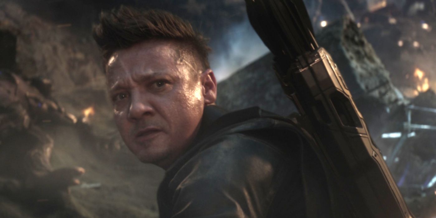 Jeremy Renner as Hawkeye during the Battle of Earth in Avengers: Endgame