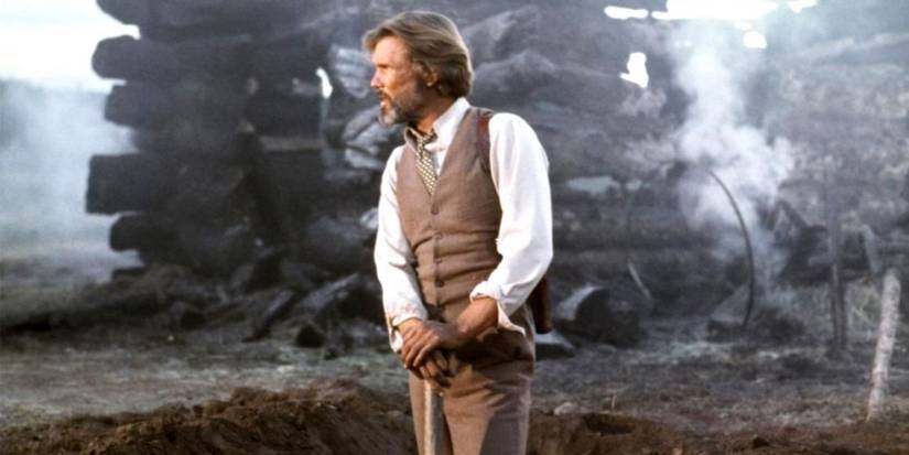 Kris Kristopherson against a burned out cable in Heaven's Gate 1980