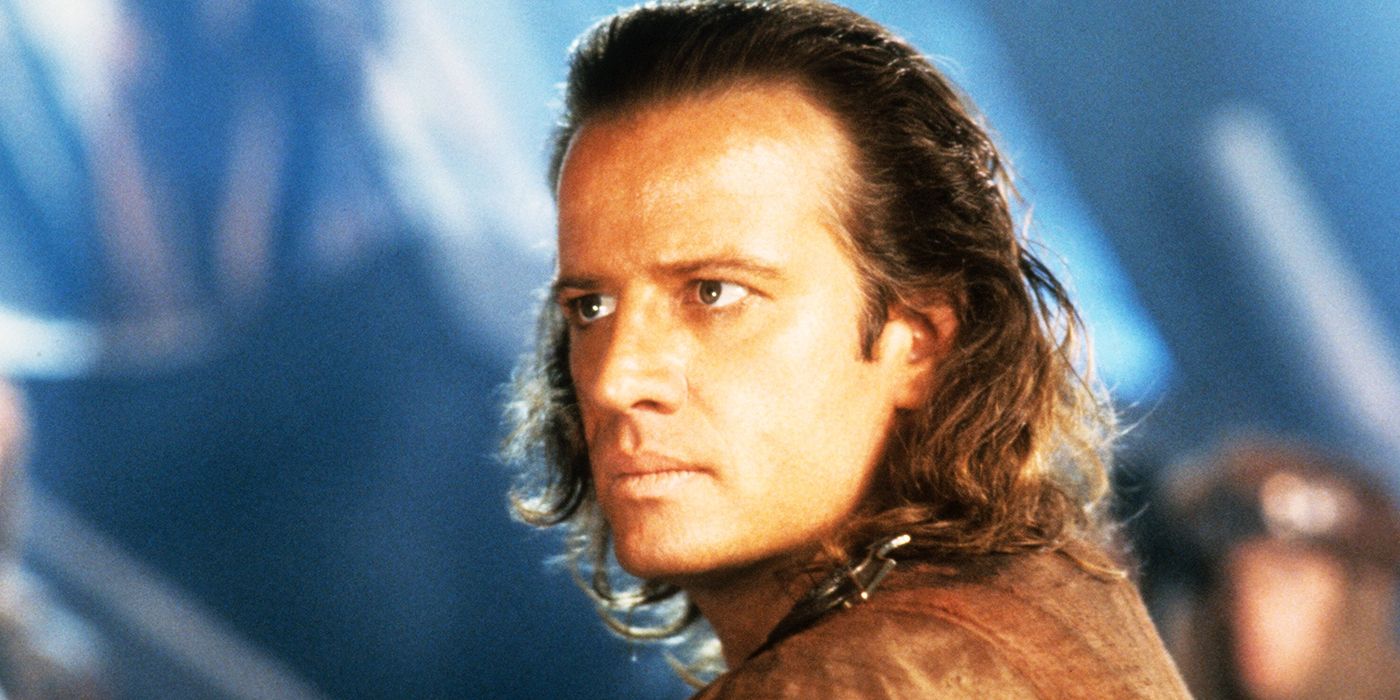 Connor MacLeod staring at something with intensity in Highlander II