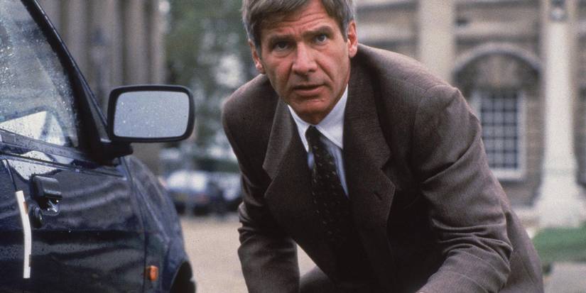 Harrison Ford como Jack Ryan se protegendo em Patriot Games.