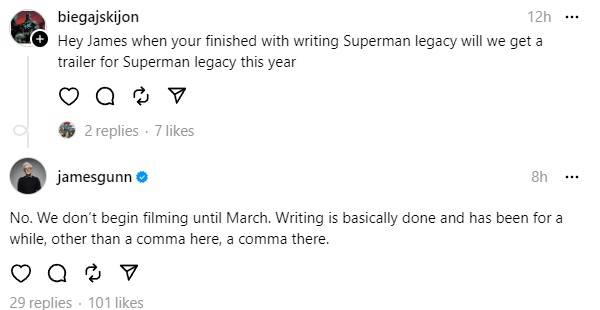 James Gunn Answers Question About Superman Legacy Trailer