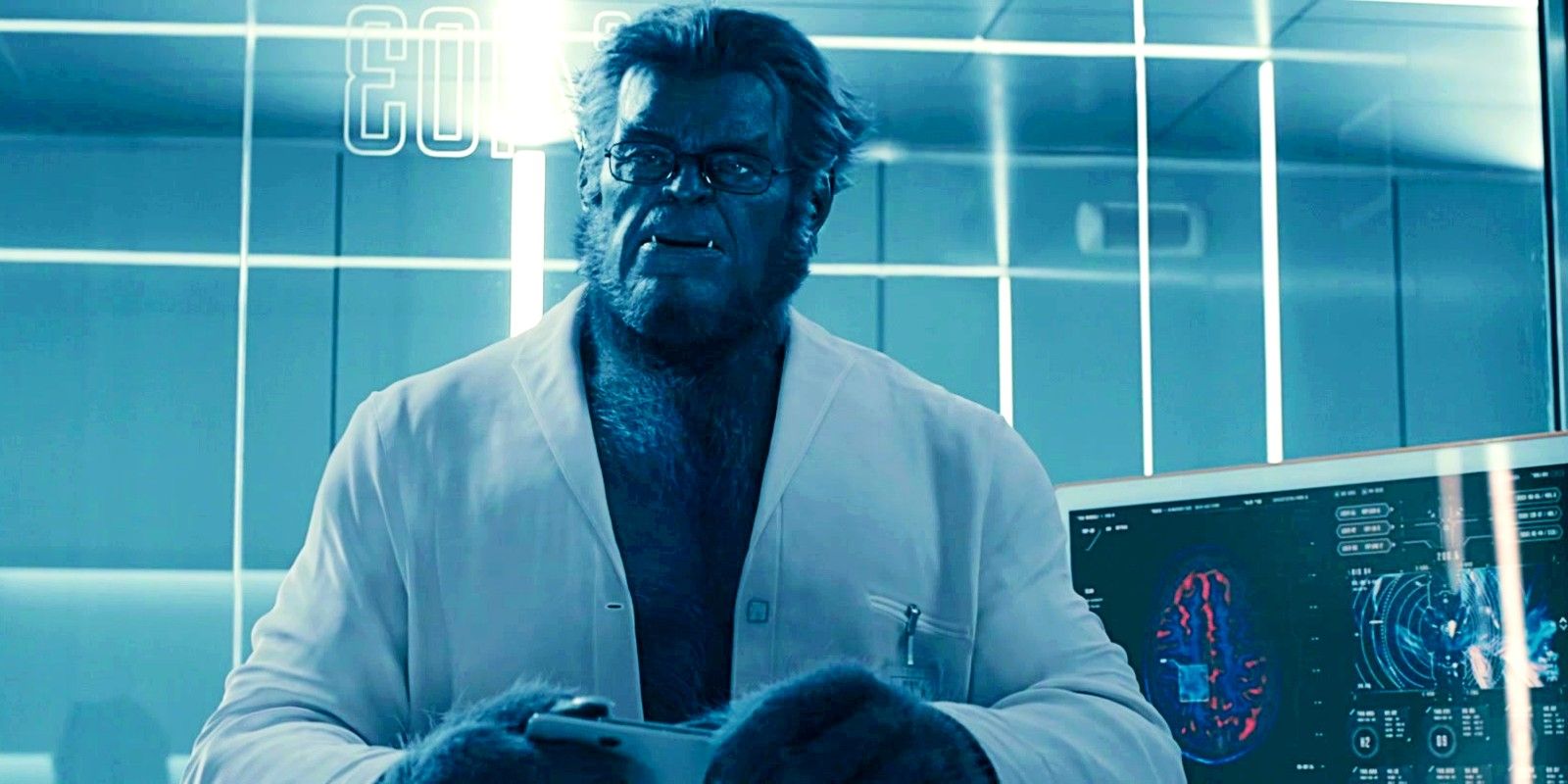 Kelsey Grammer as Beast In A Labcoat In A Lab Of The X-Men HQ In The Marvels