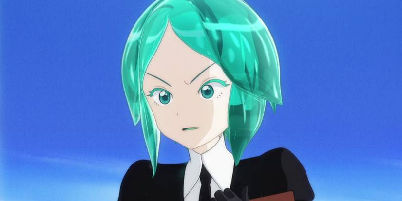 phosphophyllite from land of the lustrous with a cocnerned face.