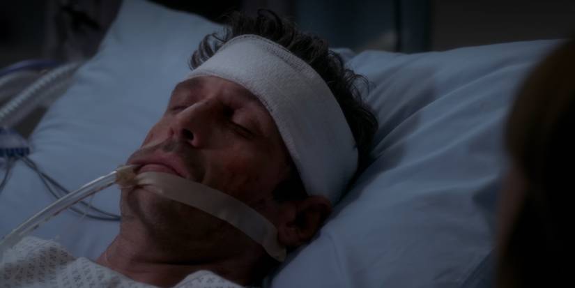 Derek Shepherd in a coma on his deathbed in Grey's Anatomy