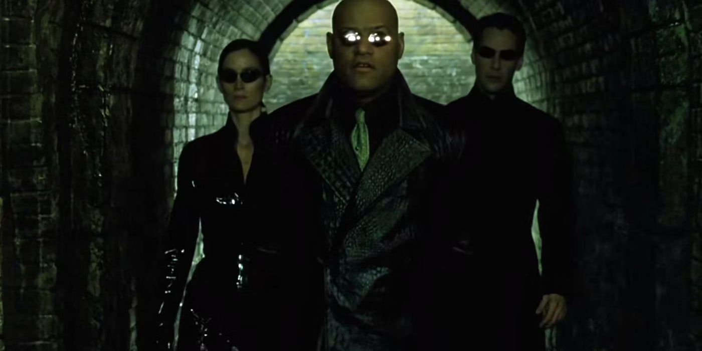 Morphius, Trinity e Neo andando em Matrix