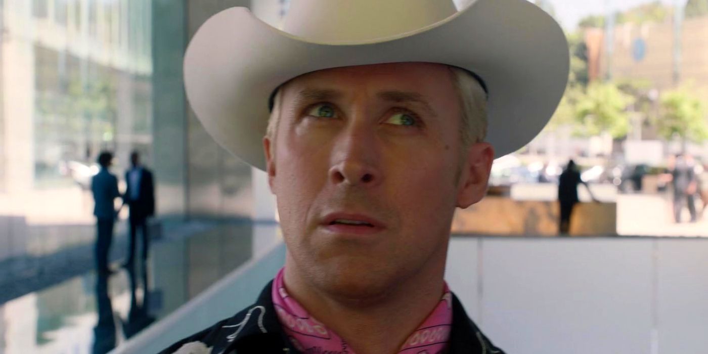 Ryan Gosling as Ken Looking Confused in a Cowboy Hat in Barbie