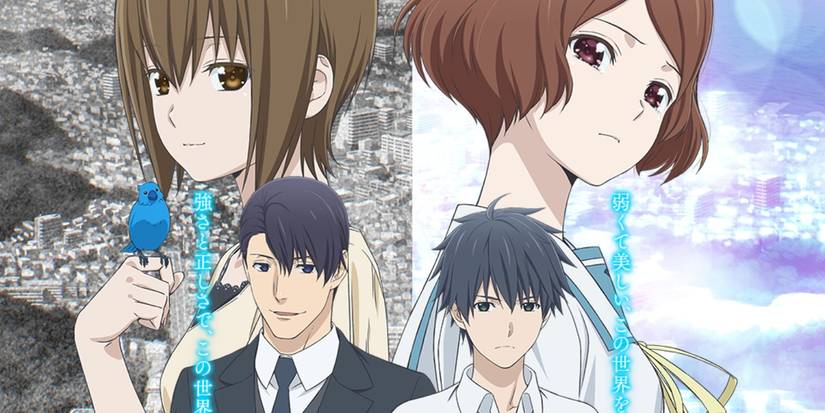 Sagrada Reset main characters Sumire and Kei next to supporting ones Misora and Masamume