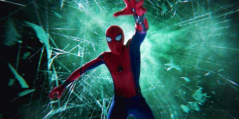 Spider-Man falling through Mysterio's illusion in Spider-Man Far From Home