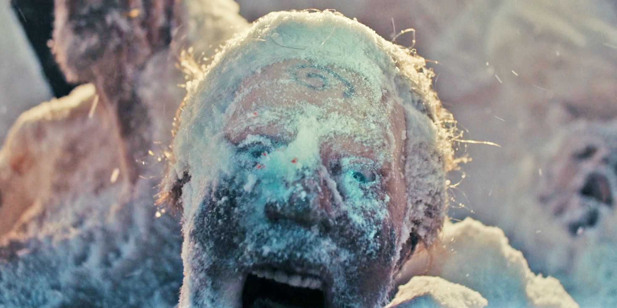 Spiral Tattoo on Frozen Victim's Forehead in True Detective Night Country