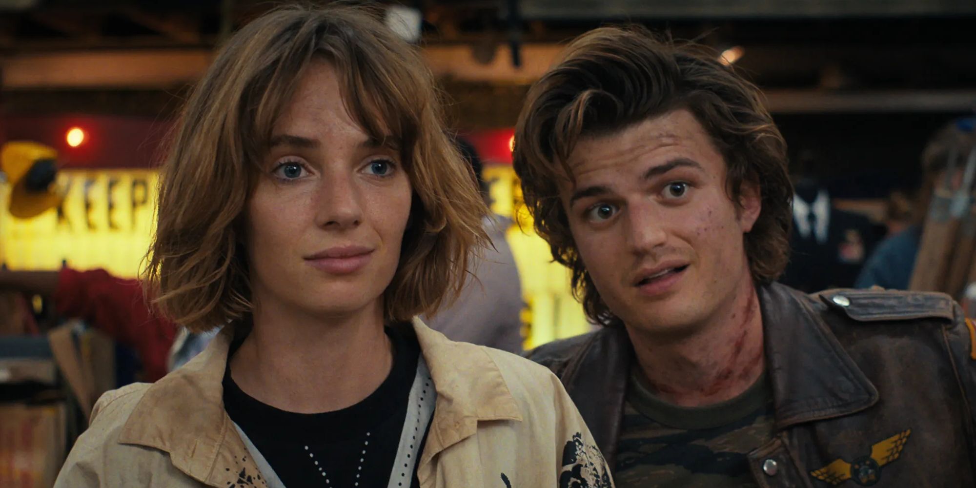 Maya Hawke and Joe Keery as Robin and Steve in Stranger Things season 4