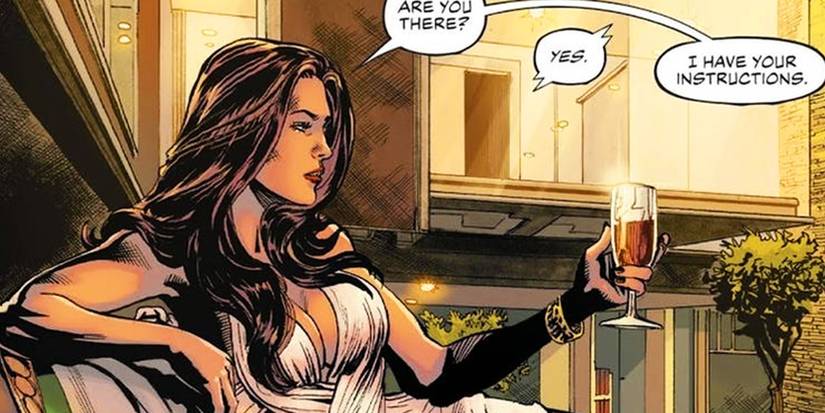 Talia al Ghul with a drink in DC Comics