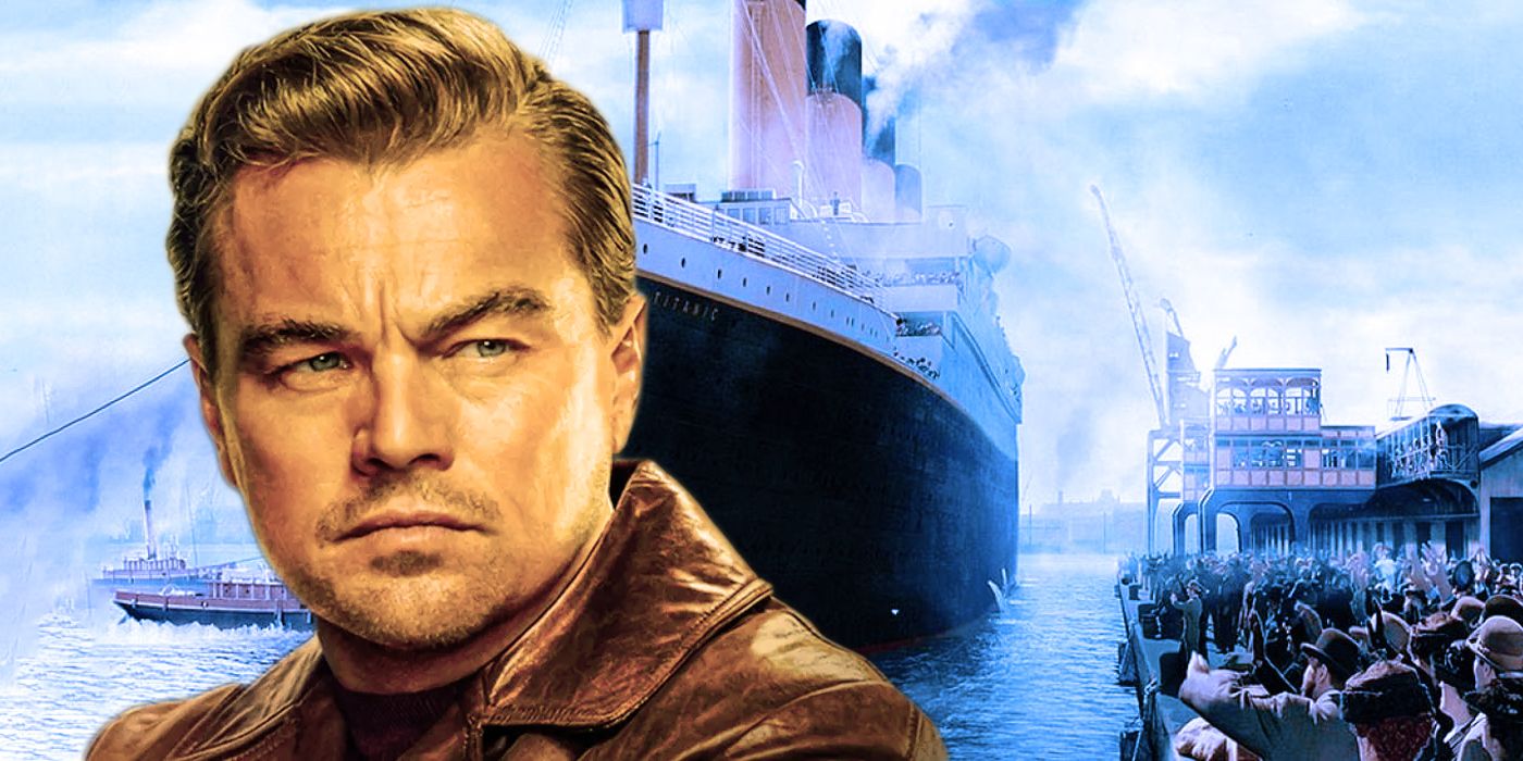 トップス Leonardo DiCaprio 90s Titanic Movie Vintage 90s Leonardo Dicaprio Big Face Titanic Movie Tee