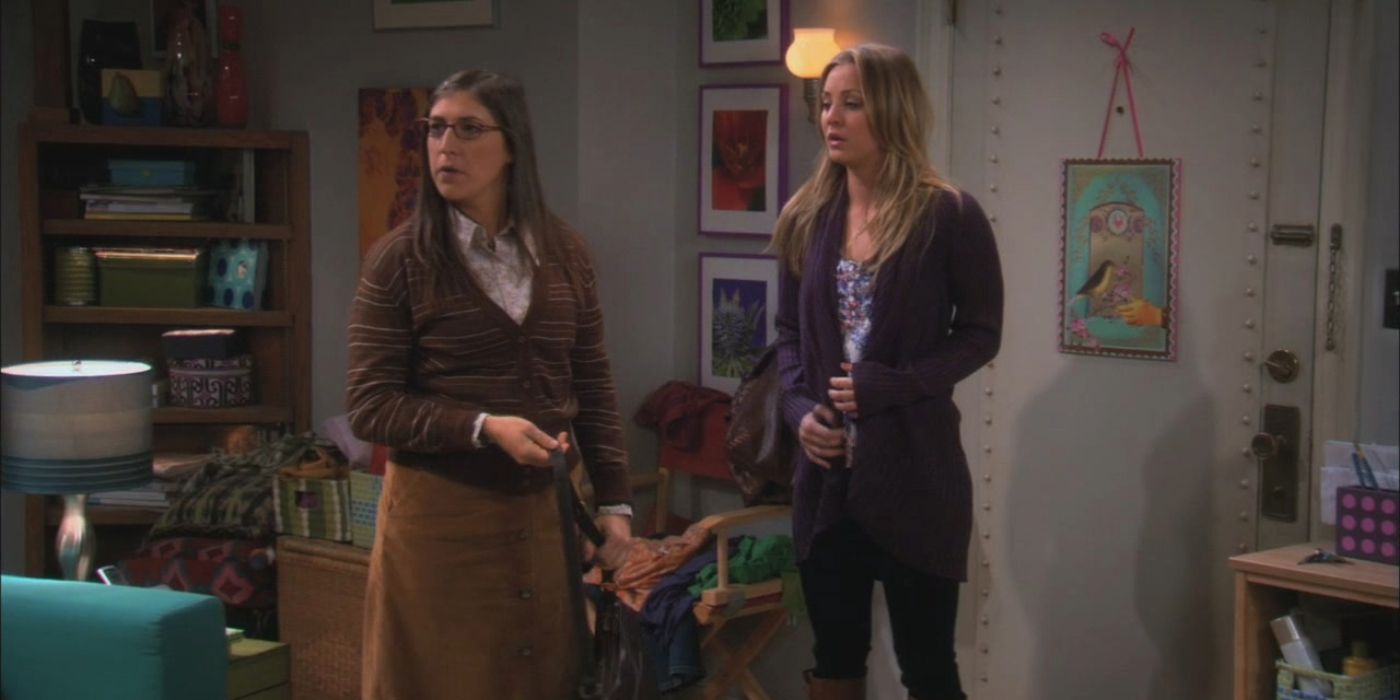 Mayim Balik as Amy and Kaley Cuoco as Penny in the episode The Shiny Trinket Maneuver