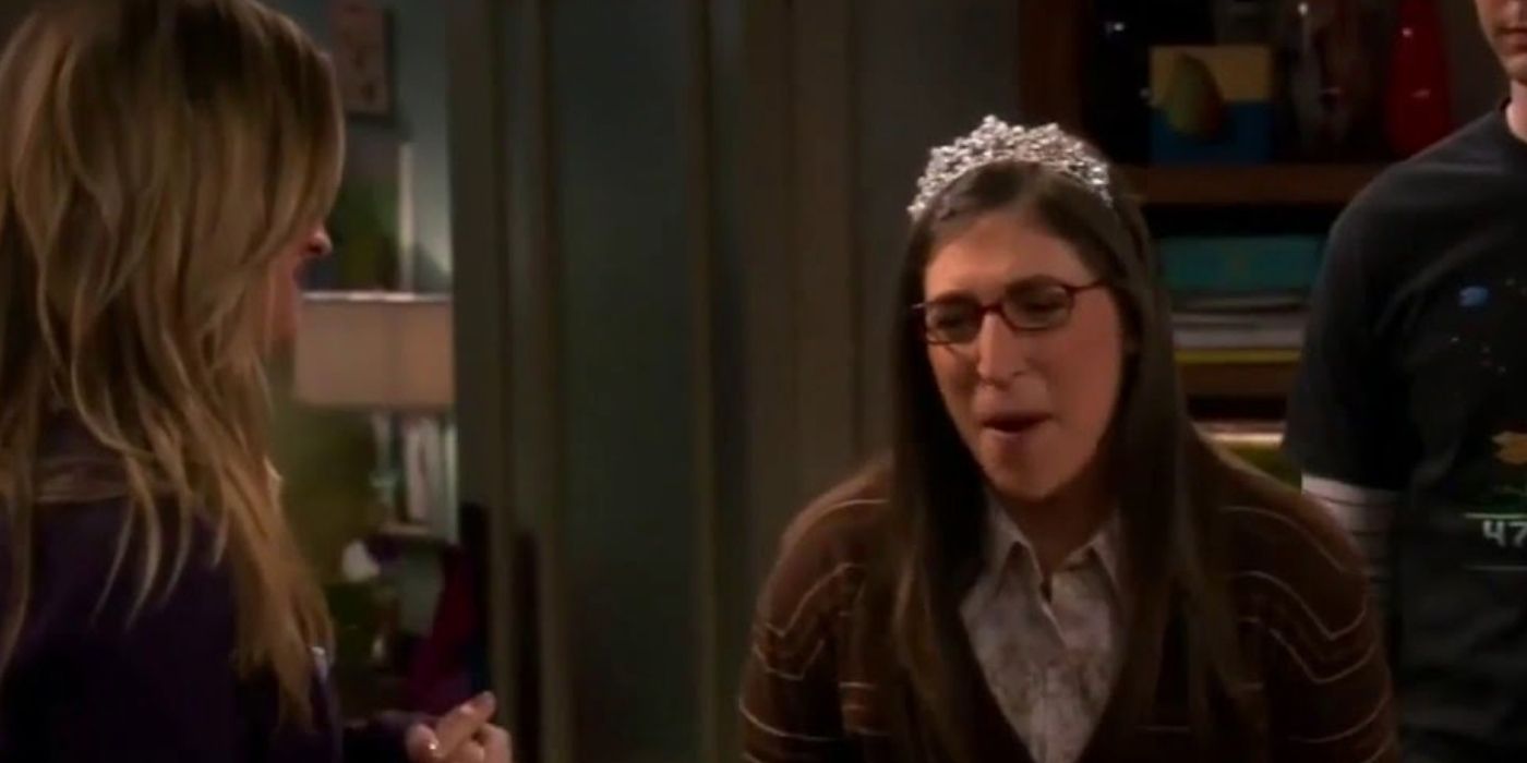 Amy excited and wearing her new tiara in TBBT episode The Shiny Trinket Maneuver